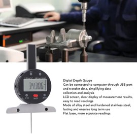 0-30mm Digital Depth Gauge, Wide Measurement Range, Convenient Data Transfer, Clear LCD Display, Sturdy Construction, Flat Base Digital Depth Measurement Tool with USB Port