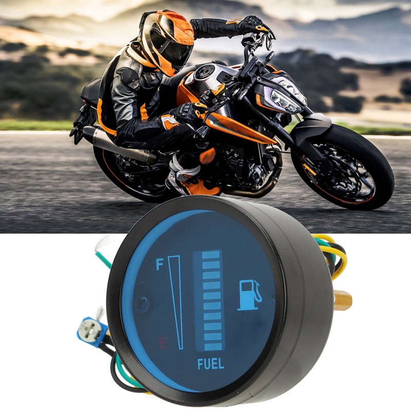 Motorcycle Fuel Level Gauge 52mm Housing Diameter LED Light Display
