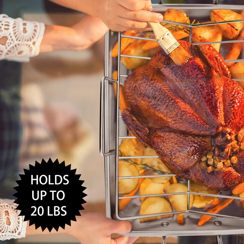 P&P CHEF 16" Roaster Roasting Pan with Baking Rack and