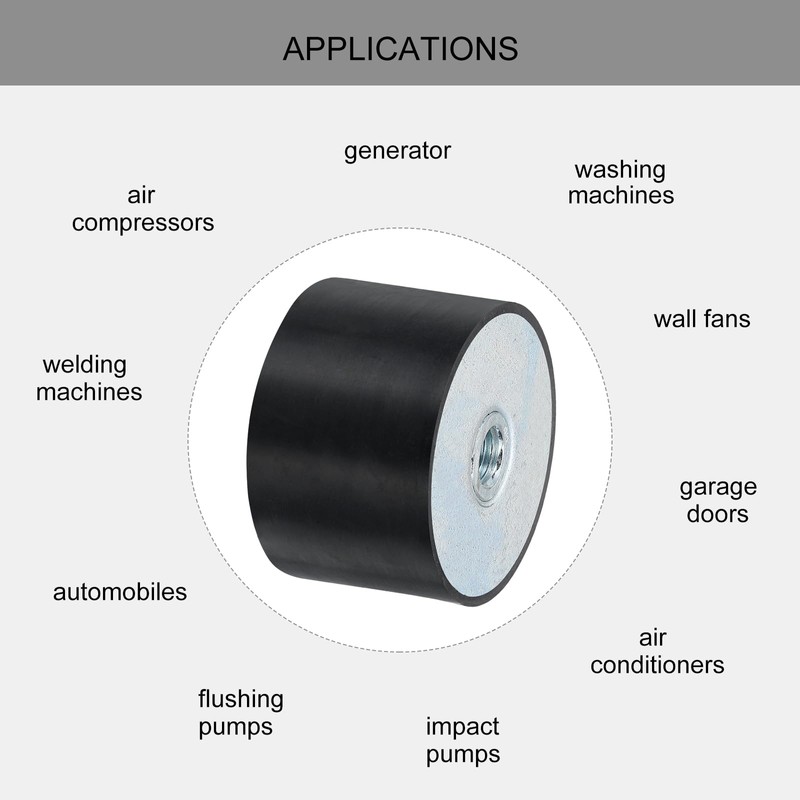 sourcing map 60 x 40mm M12 Female Thread Rubber Mounts,