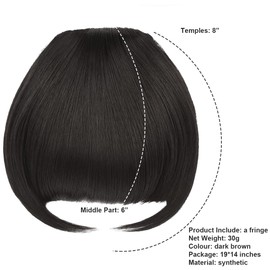 BUYOGET Clip in Fringe Hair Extension Dark Brown Straight Fake fringe Clip on Bangs Hair Clip for Women Girls