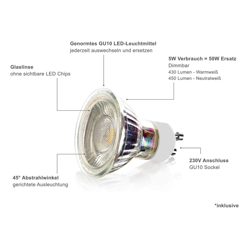 lambado® Premium LED Spotlight Dimmable Black - Bright & Economical