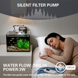 2.5 Gallon Nano Aquarium Kit, Glass Small Fish Tank Starter Kit with Light, Filter, Gravel Rock,Lid. Ultra Clear Rimless Desktop Fish Tank for Small Fish,Betta,Shrimp.Complete Version, Black