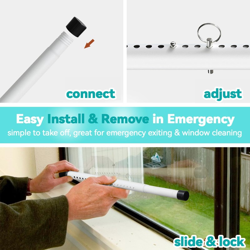 Window Security Bars, 18"-51" Adjustable Window Bars Security Inside, Burglar