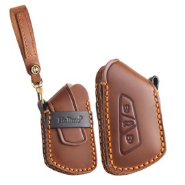 ontto Leather Car Key Case Key Case Key Case Protective Key Fob Suitable for VW Golf 8 R GTI ID.3 ID.4 Passat Tiguan Skoda Enyaq Octavia for Cupra Formentor 3 Buttons Brown