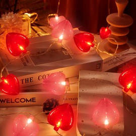 Konictom 8.5Ft Heart String Lights,Valentines Day Lights with Red and Pink 3D Heart Lights,Plug in Heart Fairy Lights for Bedroom Home Wedding Indoor Outdoor Valentine's Day Decor