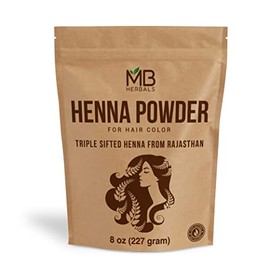 MB Herbals 100% Pure & Natural Henna Powder 8 oz / 227 Grams For Hair Color | For Natural Orange-Red Hair Color | Triple Sifted | No Preservatives