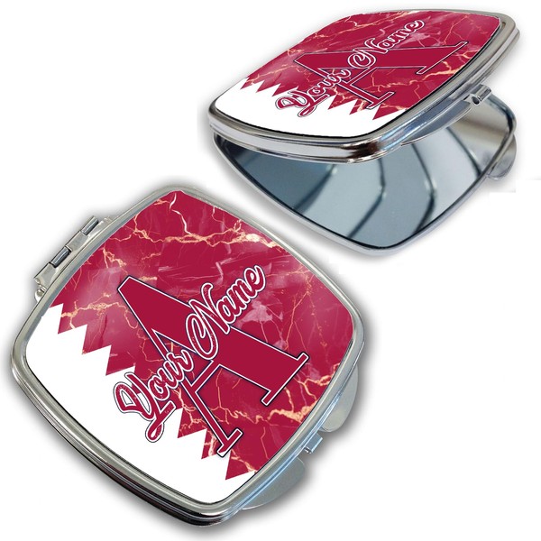 Bleu Reign Compact Personalized Pocket Mirror Custom Name Qatar Flag