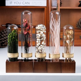 SKOGSKUNST Handcrafted Immortal Plants Book Shelf Decor - Natural Plant Decor|Wood Sculpture for Table,Desk,Office,Bookshelf - Unique Gift for Women,Plant Lovers,Nature Enthusiasts (5-Piece Set)