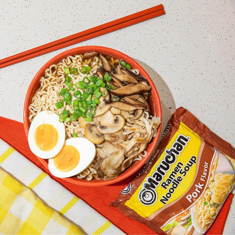 Maruchan Ramen Pork, Instant Ramen Noodles, Ready to Eat Meals,