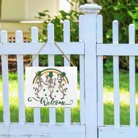 Welcome St Patricks Day Door Decorations, Skull St Patricks Day Hanging Decorations, Gothic Skeleton St Patricks Day Home Decor, St Patricks Day Sign, St Patricks Day Bulletin Board Decorations, 8x10