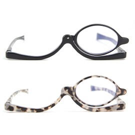 Bencaley 2 Pairs Makeup Reading Glasses for Women, Magnifying Flip Down Cosmetic Readers, Make Up Glasses with Spring Hinge +2.75 Black & Tortoise