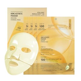 VT COSMETICS Mascarilla De Hidrogel De 2 Pasos Vita-Light Reedle Shot 100(34,5 G X 4 Unidades) Luminosidad Intensiva, Mascarilla Facial Con Glutatión
