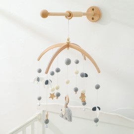 Promise Babe Baby Mobile Crib Holder Wooden,Baby Mobile Arm Wall Design Cot Mobile Holder Baby Mobile Stand Bracket Holder for Hanging Mobiles Bed Bell Wind Chimes Toys Nursery Crib Deco for Babies