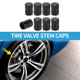 A ABSOPRO Tire Valve Stem Caps 12x17MM Car Wheel Valve Cap Aluminum Alloy Black for Car Bike Motorcycle Truck Anti Crash Tyre Valve Stem Cover Valve Dust Cap Tire Valve Cap 8 Pcs
