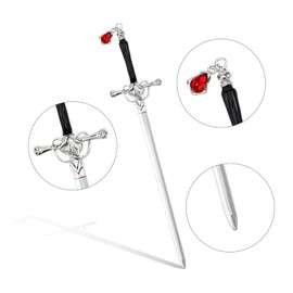 Hair Stick Pin, 2 Pack Chinese Hair Pin, Teardrop Pendant Sturdy Metal Hairstick, Viking Hairs Accessories Vintage Gothic Sword Style, Daily Wear for Women & Girls, (2 Colors)