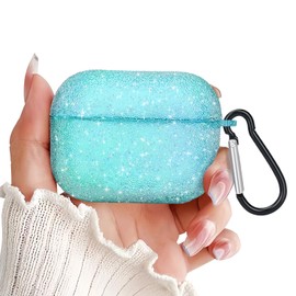 Newseego for AirPods Pro Case, Luxury Bling Sparkly Rhinestone Case with Keychain for Women Girls Anti-Lost Anti-Scratch Soft TPU Shockproof Glitter Full Protective Case Cover for AirPods Pro-Blue