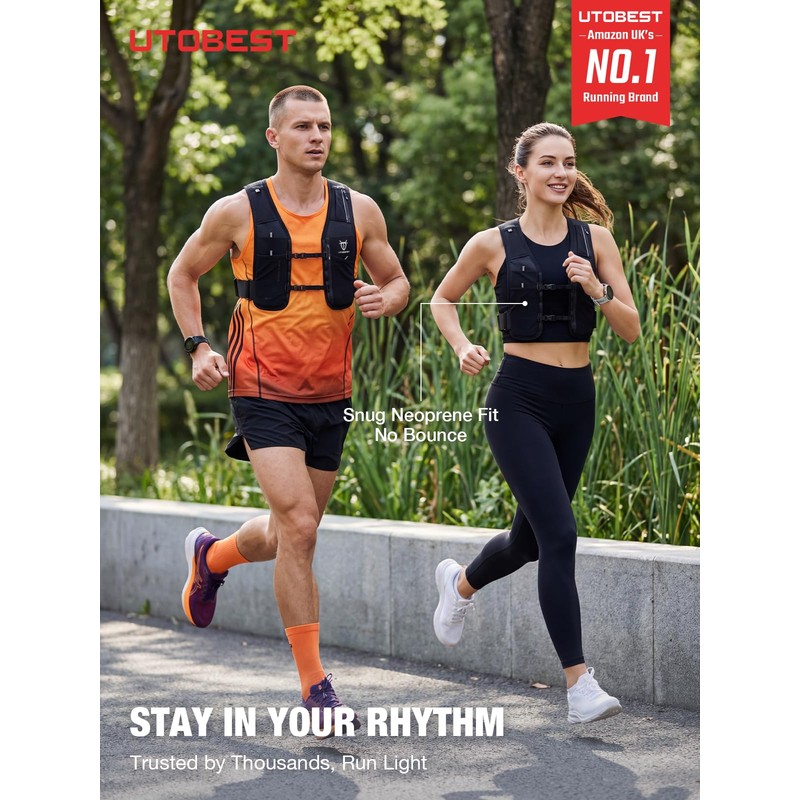 UTOBEST Running Vest Reflective Hydration Backpack with 500ml Water Bottles