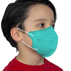 10Pcs M93c Comfortable Child Face Mask Made in USA 3D Cup 3ply Disposable Breathable Mask Cool Kids Colors for Girls and Boys (Green)