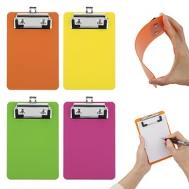 4 Pcs Mini Clipboard 4 x 6 Inch, Small Clipboard, Notepads Clip Boards, A5 Clipboard Clip Board with Low Profile Clip for Office Classroom Supplies(4 Color A)
