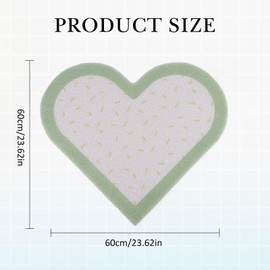 LY4U Corner Shower Mats Non-Slip Anti-Mould 60 x 60 cm Heart Shape Shower Mats for Indoor Shower, PVC Bath Mats for Bathroom Wet Shower Areas, Quick Drying, Green + White
