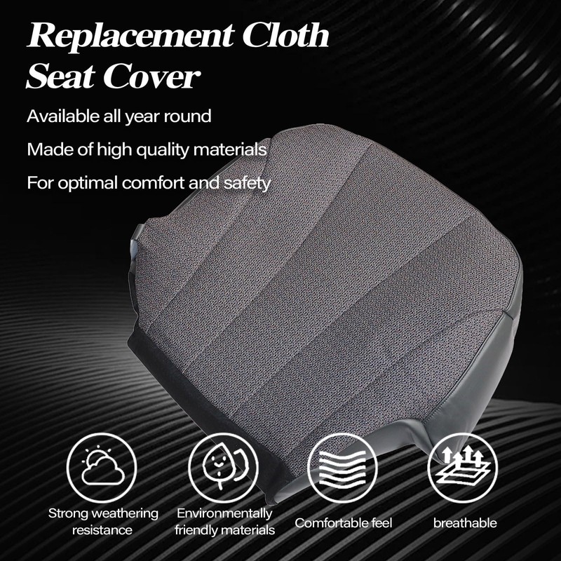 SecosAutoparts Driver Side Bottom Replacement Cloth Seat Cover Dark Gray