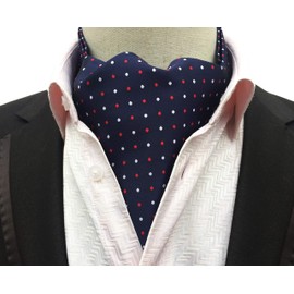Elfeves - Corbatas para hombre (100% seda, tela jacquard), diseño floral, color azul y naranja, Navy Red White Dot, Talla única