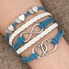 ShinyJewelry Infinity Double Heart Love Wrap Light Blue Leather Bracelets