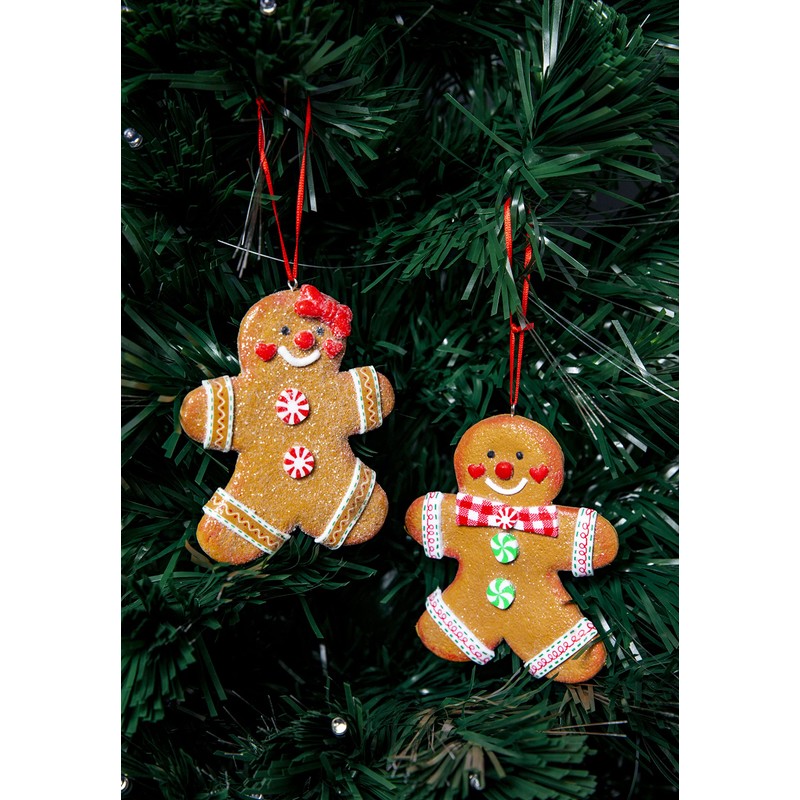 SHATCHI Christmas Tree Hanging Decorations Traditional Gingerbread Cookie Couple Man