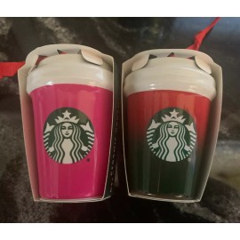 Starbucks 2021 Holiday Chrismas ornament set bundle red green pink Mini Ceramic