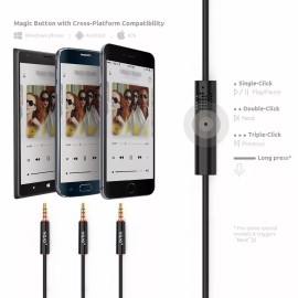 VOJO Male to Male Tangle-Free Coiled Auxiliary Cord with 3.5mm Gold Jack and