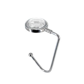 TANOSII Purse Hook Mental Clutch Holder Handbag Rhinestone Hanger for Table Desk 1 Pack White