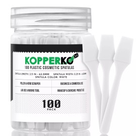 Kopperko Small Plastic Spatulas - 2.5" Cosmetic Makeup Spatulas, White, 100 Pack