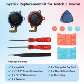 2-Pack Replacement Hall Effect Joystick for Switch 2 (2025), Upgrade Anti-Drift Analog Thumbstick,Analog Thumb Stick Repair Hall Effect Joystick Repair Tool kit for Switch 2 (Left and Right Joystick)
