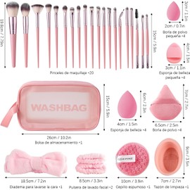 42 Piezas Kit de Brochas de Maquillaje Profesional Completo, Juego de Brochas para Maquillar para Sombras de Ojos Mejillas y Rostro, Adecuado para Principiantes y Profesionales