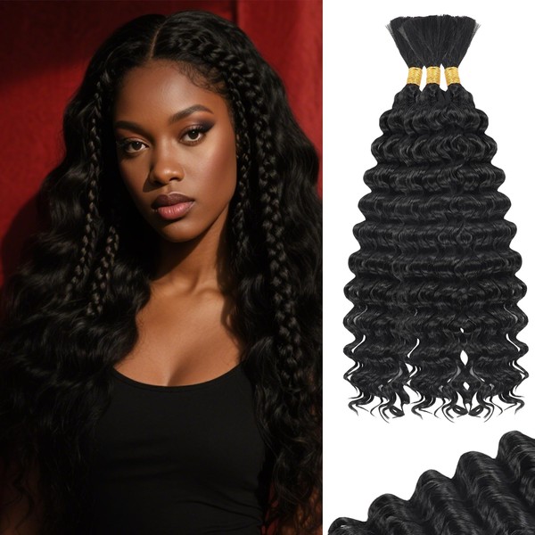 3 Bundles Curly Human Hair for Boho, 18 Inch Deep