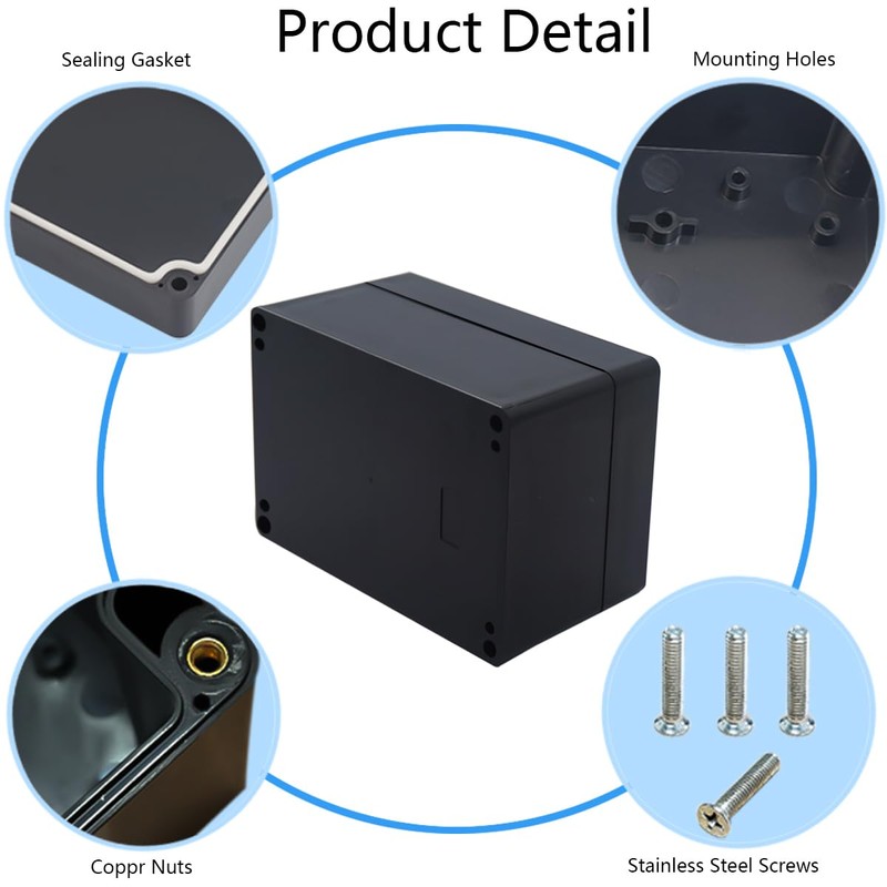 Otdorpatio Project Box IP65 Waterproof Junction Box ABS Plastic Black