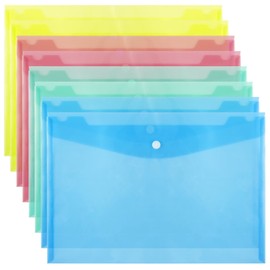 Pack of 8 Transparent Document Folders, Document Pockets, A4 Filing, A4 Filing Folders for Filing, Document Folders, Wallet Bag with Press Stud for Document Organising