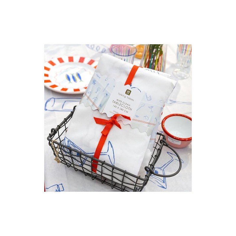 Talking Tables Fabric Large White Tablecloth Made from Recycled Cotton