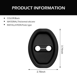 SLIMI 2 PCS Door Latch Protective Cover, Silent Shock Door Lock Guard Cover, Self-Adhesive Silicone Inside Latch Stopper Pads, Universal Automotive Exterior Accessories, for Most Cars, SUVs (Black)