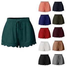Generic Big Spring Sale Clearance Shorts for Women 2024 Elastic Waist Ruffle Hem Casual Summer Shorts Plus Size Drawstring Lightweight Lounge Shorts My Orders Placed Recently By Me