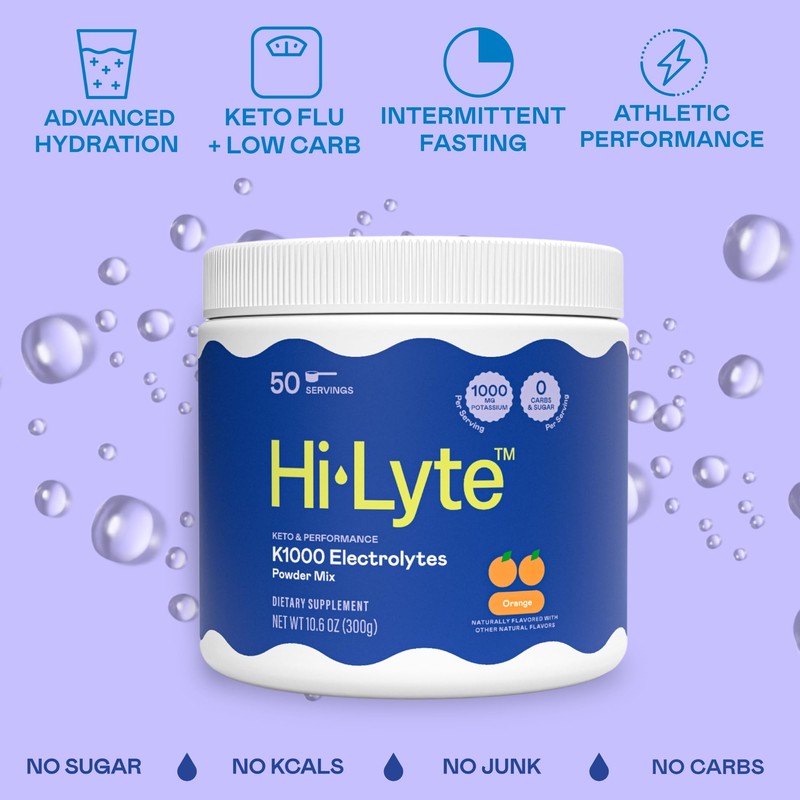 Hi-Lyte K1000 Electrolytes Powder Mix Orange Keto & Performance, 50