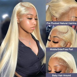 Arsola 613 Lace Front Wigs Human Hair Blonde 13X6 HD Transparent Lace Front Wigs 200 Density Blonde Glueless Wig with Baby Hair 613 Straight Lace Frontal Wigs Pre Plucked 30 Inch