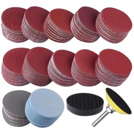 Pack de Discos de Lija Autrucker de 2" con Velcro y Esponja, 200 Pzas. para Taladro y Amoladora