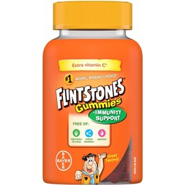 FLINTSTONES Kids Multivitamin Gummies Plus Immunity Support- Multivitamins for Kids, Kids Gummy With Zinc and Extra Vitamin C‡, Free of Artificial Sweeteners, Free of Aspartame, Free of Synthetic FD&C Dyes, 60 Gummies