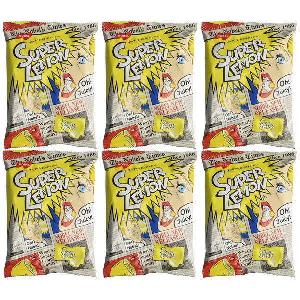 Nobel Japanese Candy, Nostalgic Super Lemon Candy, 3.09-Ounce Bags (Pack of 6)