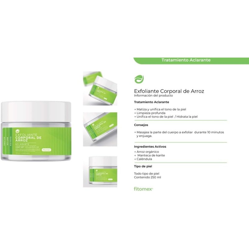 Exfoliante Corporal de Arroz, Aclarante Natural, 200 ml