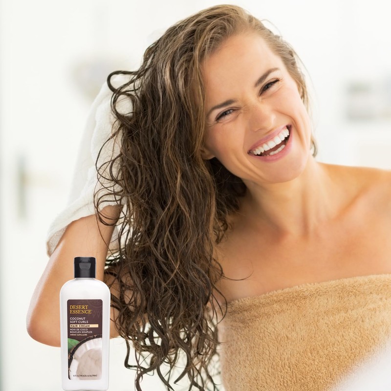 Desert Essence Coconut Soft Curls Hair Cream - Botanically-Based Curl