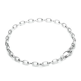 Sterling Silver Light Rolo Chain Charm Bracelet - 7.5 Inches - Adult