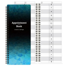 Appointment Book - Undated Salon Appointment Book, 4.5’’ x 11.5’’, Daily ＆ Hourly Schedule Planner with 2 Column ＆ 200 Pages - Black